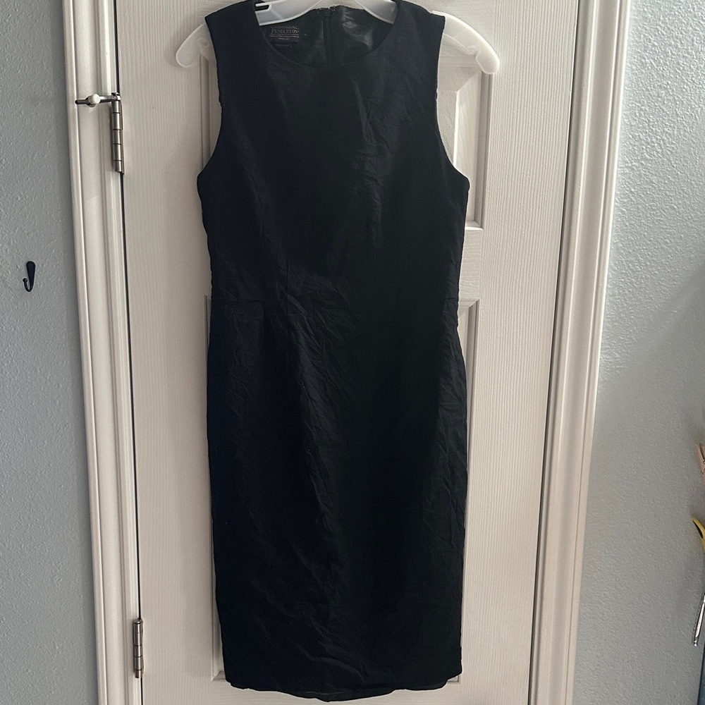 Pendleton Black Sleeveless 100% Wool Midi Sheath Dress Sz 4 Capsule Timeless